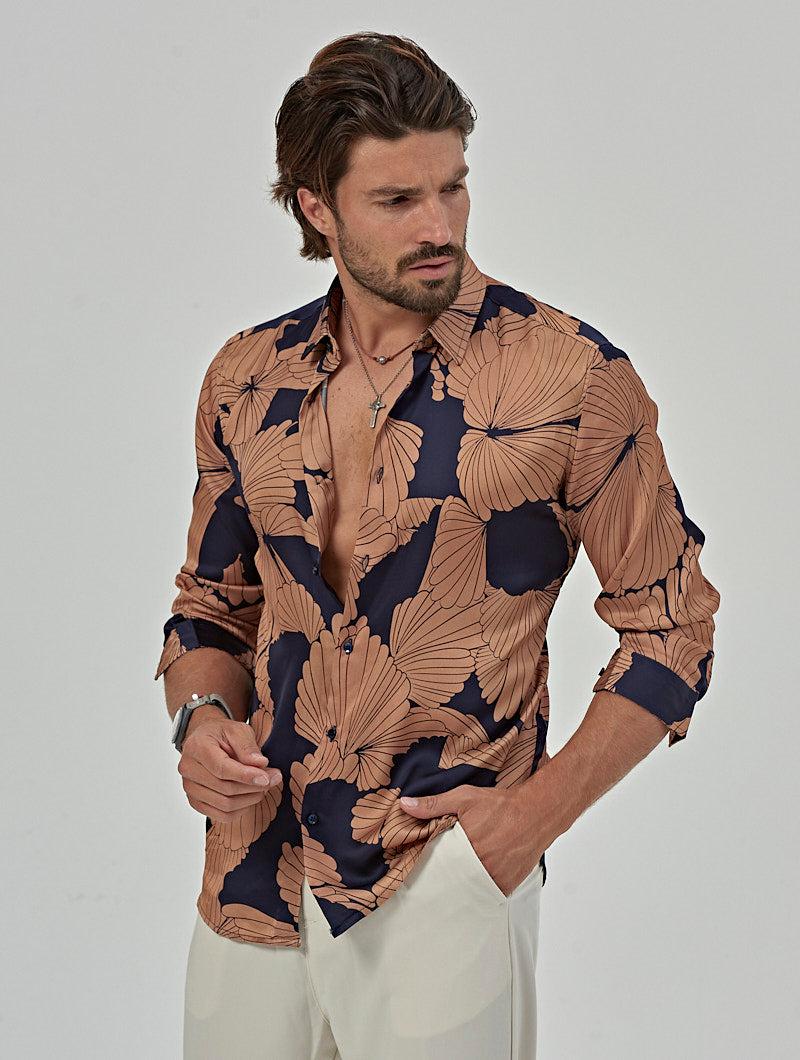 LUPIN FLORAL PRINTED SHIRT IN BLUE