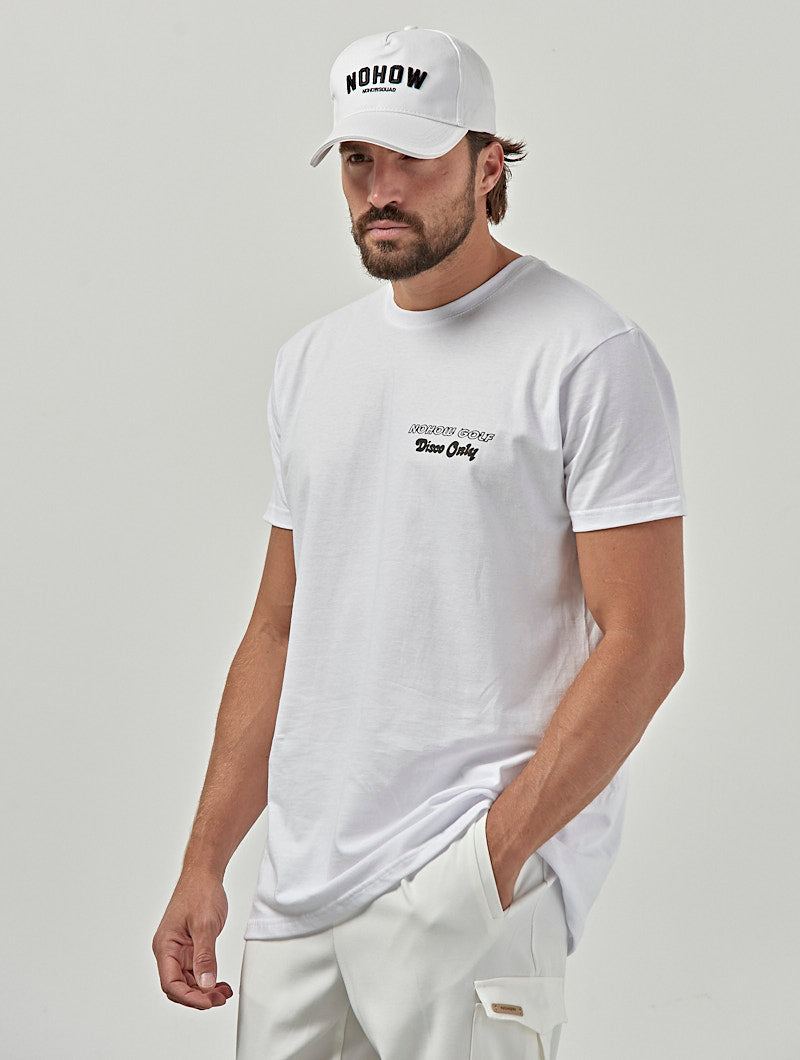 DISCO ONLY BASIC T-SHIRT IN WHITE