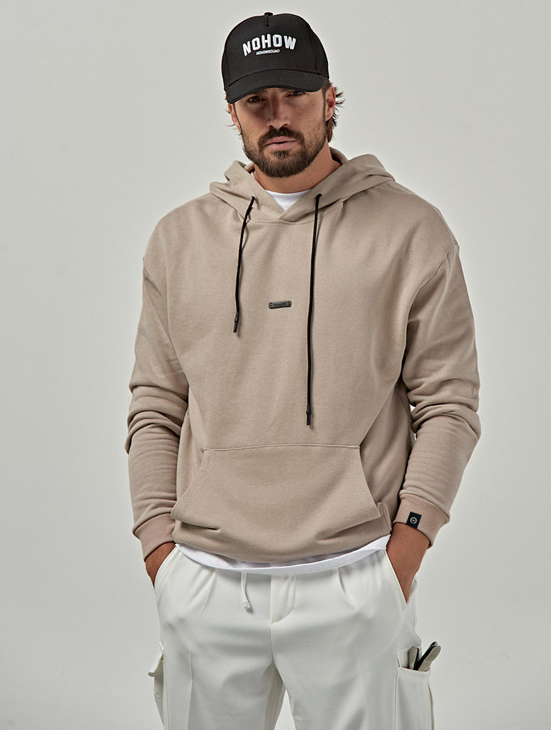 BEHIND HOODIE SWEATSHIRT IN BEIGE