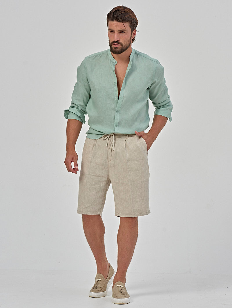 OTIS LINEN SHIRT IN GREEN MINT - Main Image