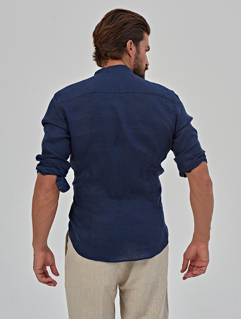 OTIS LINEN SHIRT IN BLUE NAVY