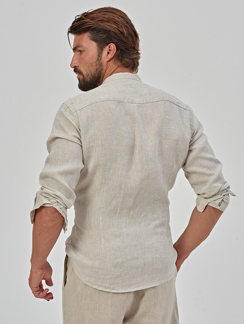 OTIS LINEN SHIRT IN BEIGE