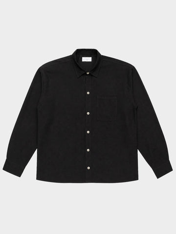 LINEN BLEND OVERSHIRT IN BLACK