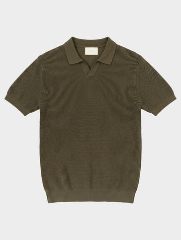 KNIT POLO BUTTONLESS IN ARMY GREEN