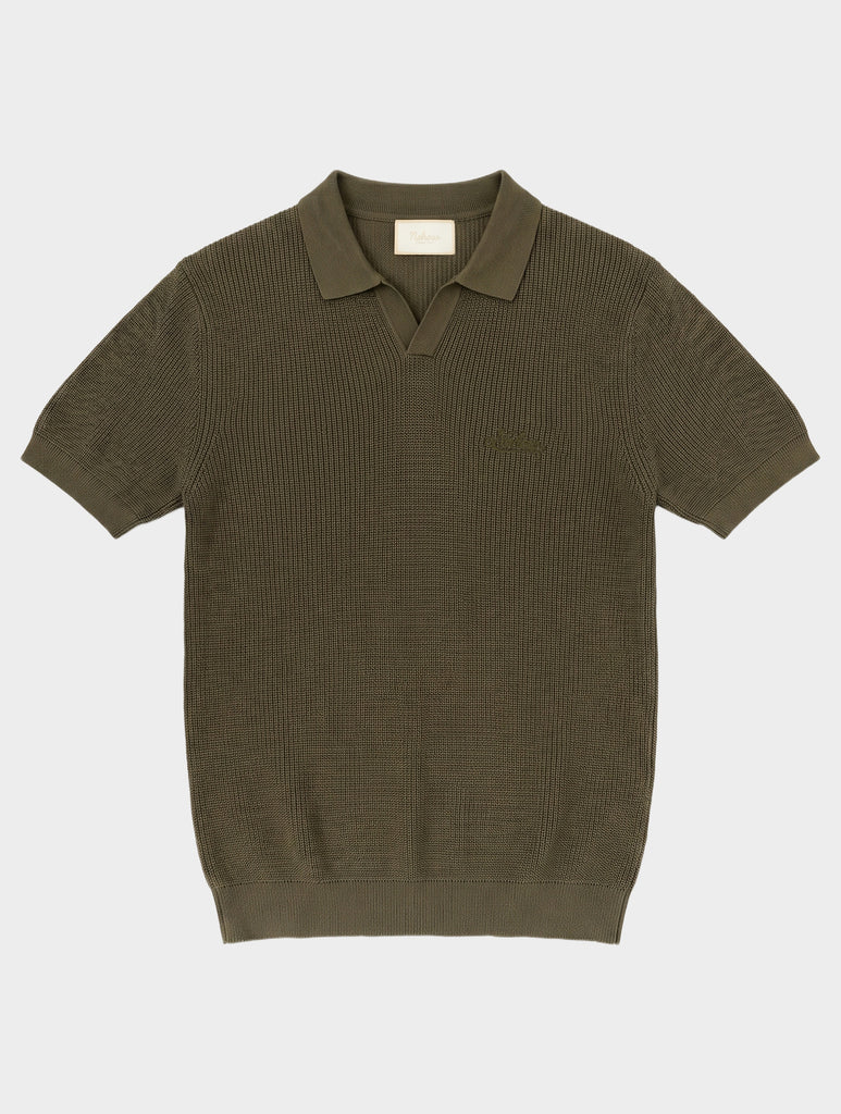 KNIT POLO BUTTONLESS IN ARMY GREEN