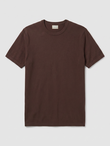 CREWNECK KNITTED T-SHIRT IN COFFEE