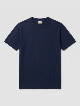 CREWNECK KNITTED T-SHIRT IN NAVY