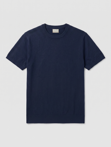 CREWNECK KNITTED T-SHIRT IN NAVY