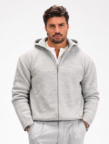 ZIPPED HOODIE SWEATER IN GREY