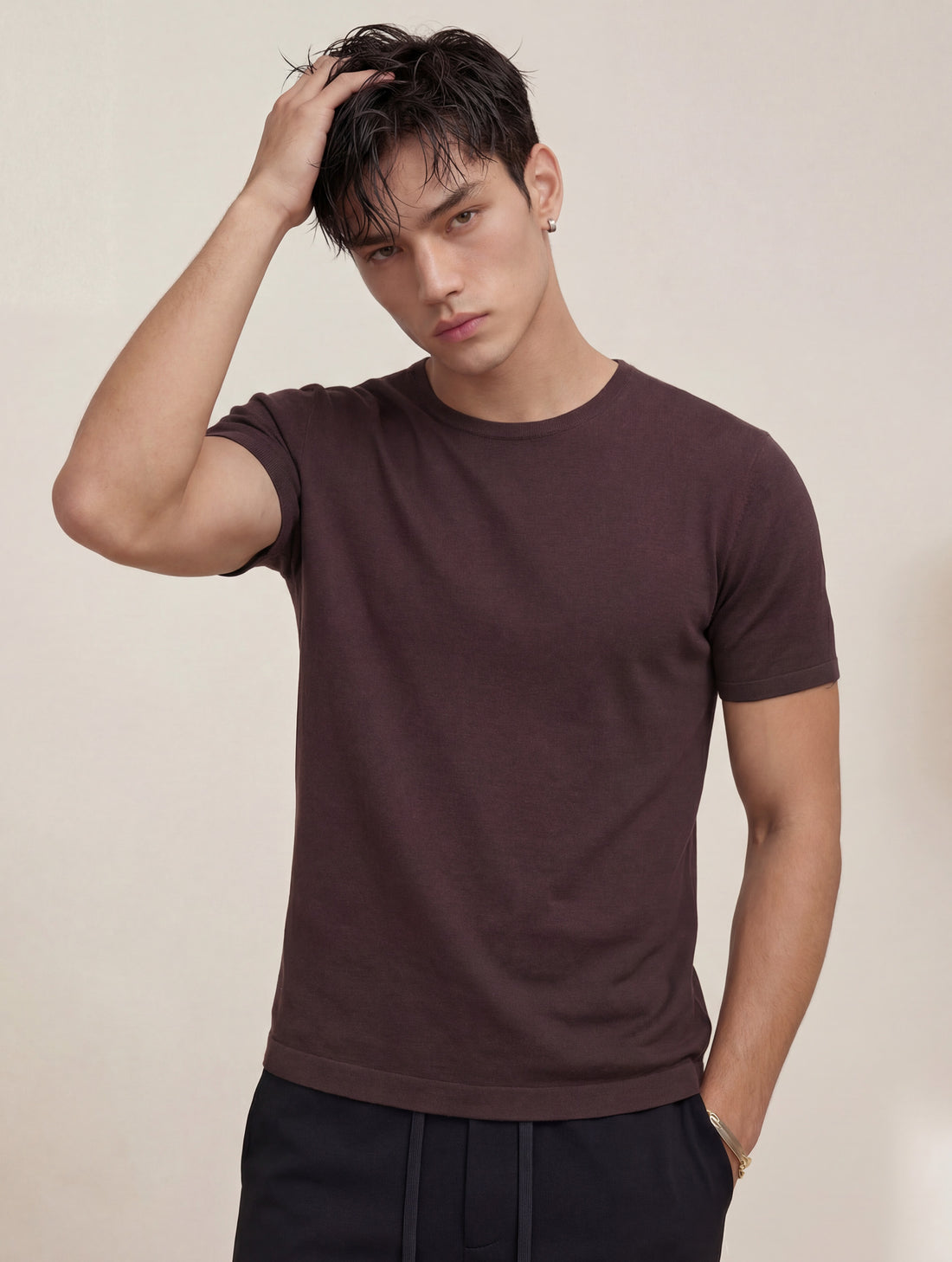 RAUL CAMISETA DE PUNTO COLOR CAFÉ