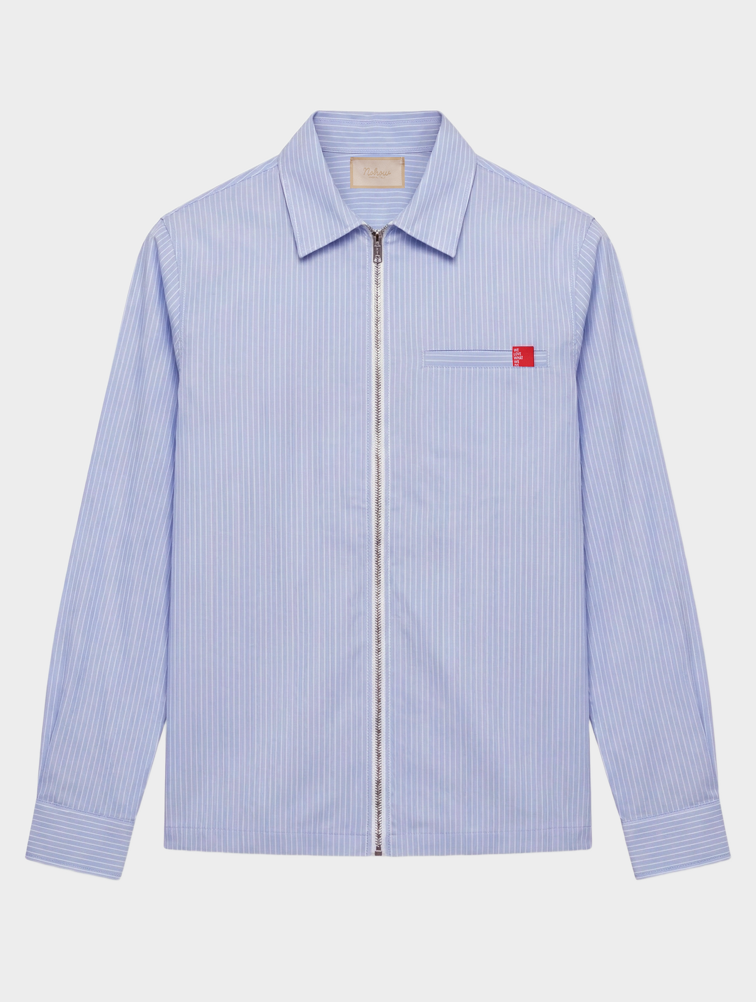 zip up dress shirt ZIPPED SHIRT IN BLUE AND WHITE