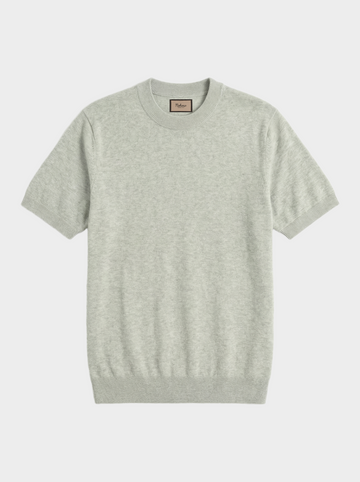 T-SHIRT CON GIROCOLLO ALTO IN MAGLIA GRIGIA