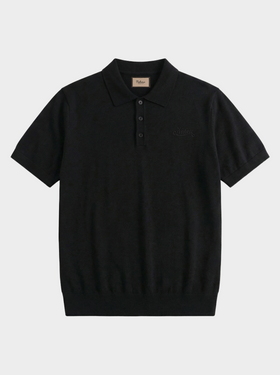 POLO IN MAGLIA A MANICHE CORTE NERA