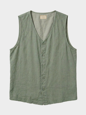 LINEN BLEND TANK IN GREEN