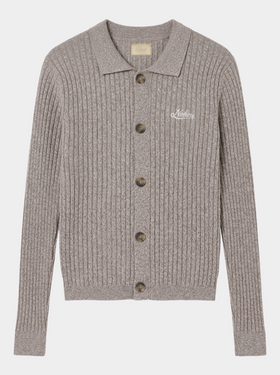 GESTREIFTE STRICKJACKE IN ECRU