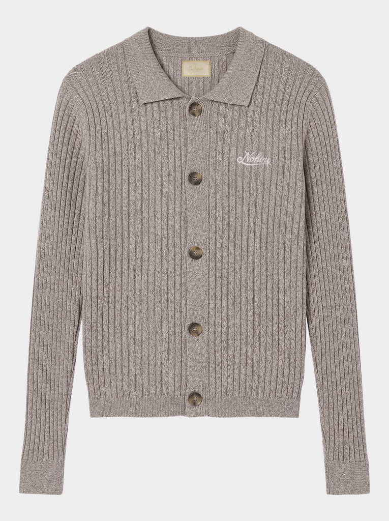 RIBBED CARDIGAN IN ECRU