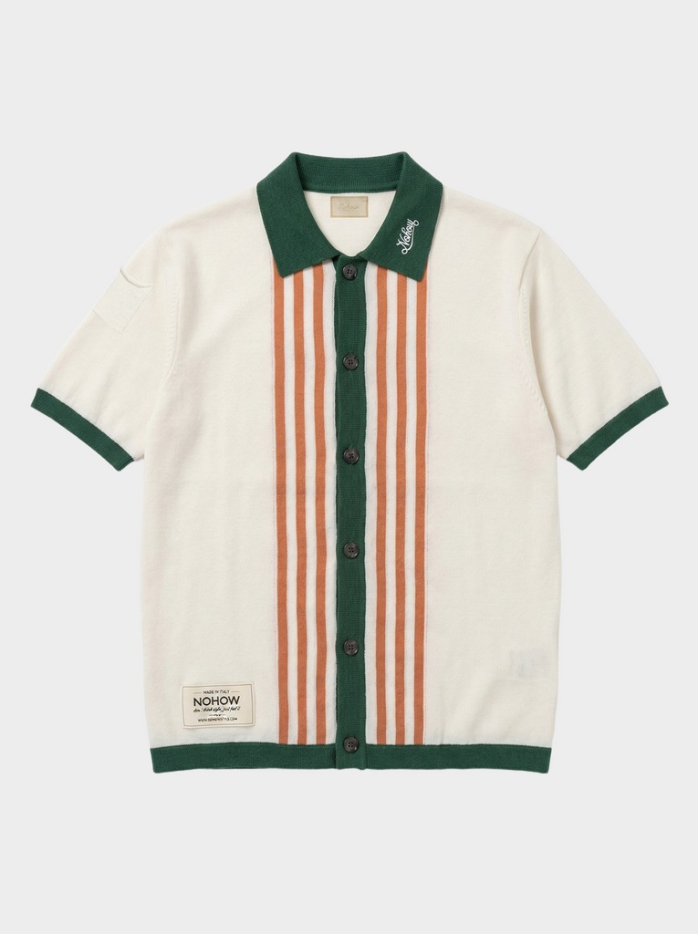 SHORT-SLEEVED STRIPED KNIT SHIRT