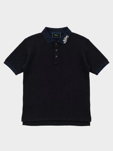 RIBBED POLO WITH CREAM EMBROIDERY