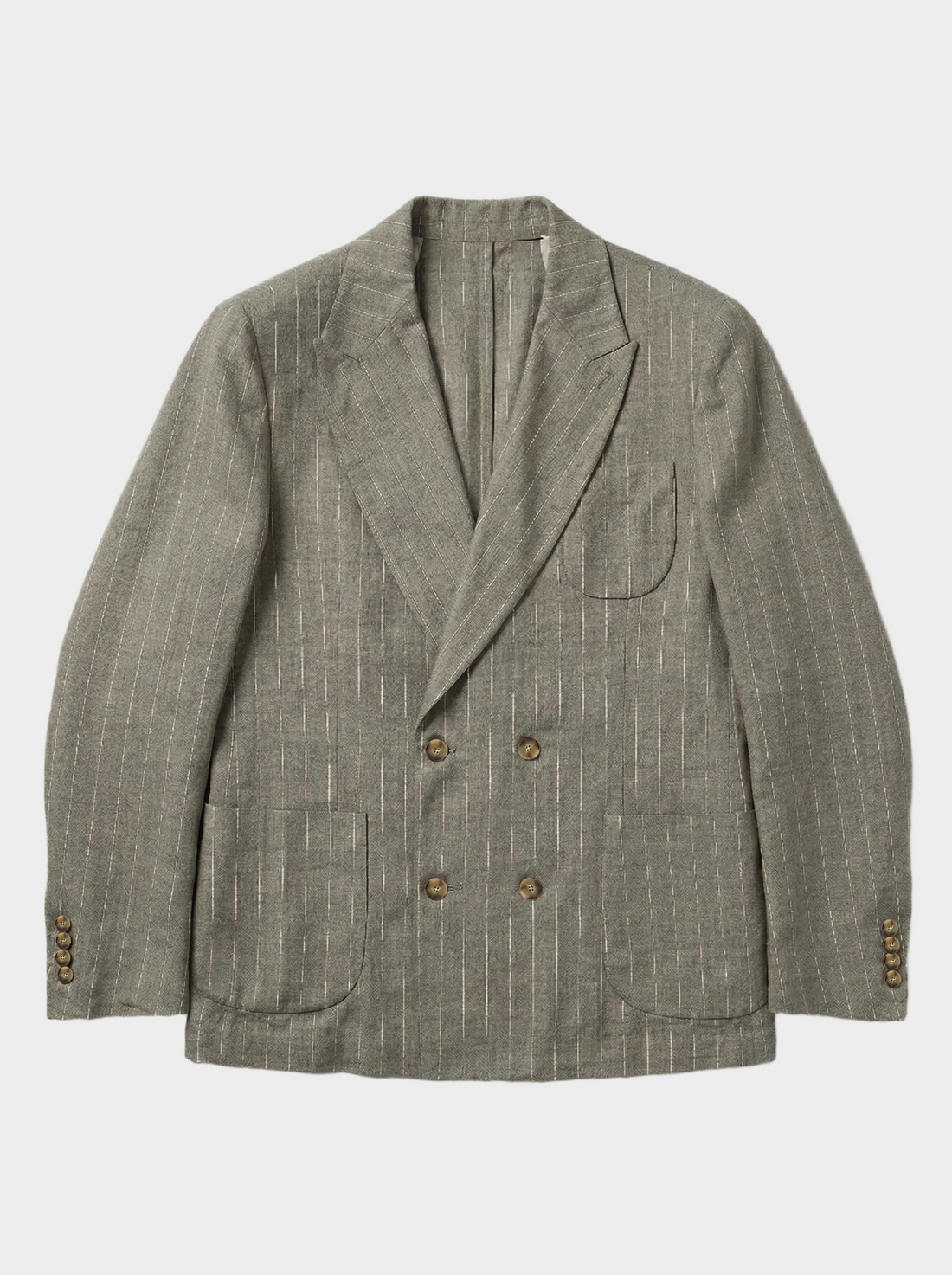 LINEN PINSTRIPED BLAZER IN SAGE