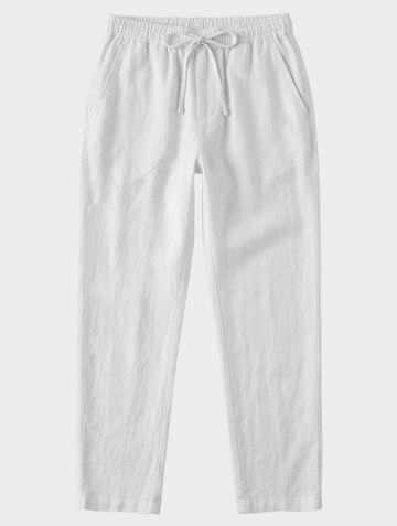 PANTALONES CASUALES DE LINO EN BLANCO