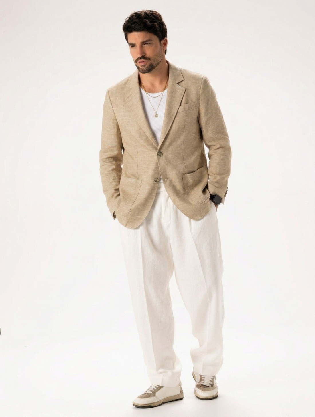 TITOS EINREIHER-BLAZER IN KHAKI