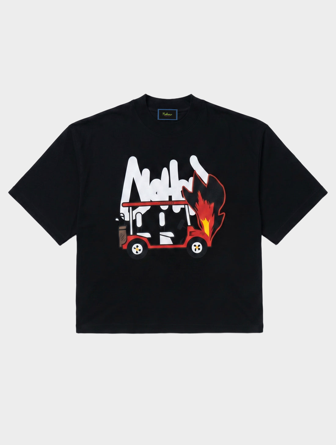 T-SHIRT IN BLACK WITH FIERY KART PRINT