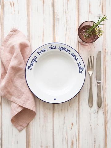 PIATTO MANGIA BENE, RIDI SPESSO, AMA MOLTO