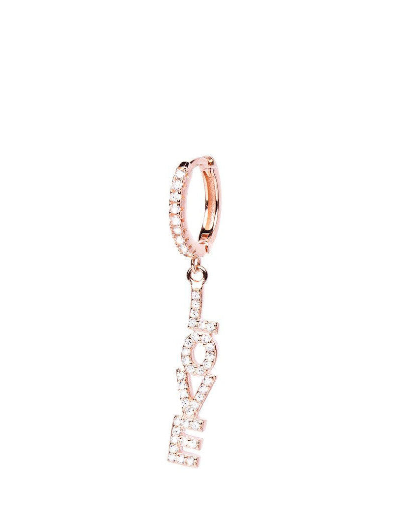 CAMERON EARRING IN ROSE GOLD WITH LOVE PENDANT AND ZIRCONS