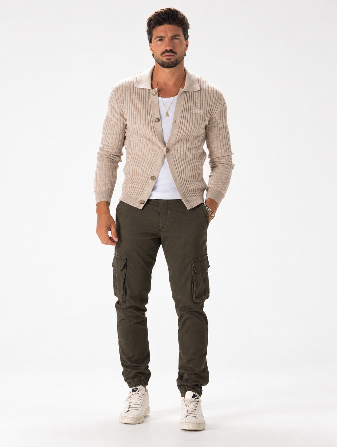 PANTALONES CARGO  DE FORRO POLAR EN VERDE