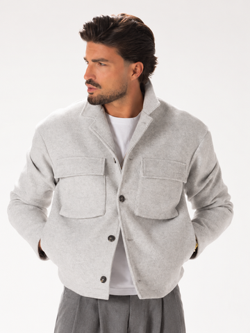 BOMBER JACKET IN GREY WITH PATCH POCKETS