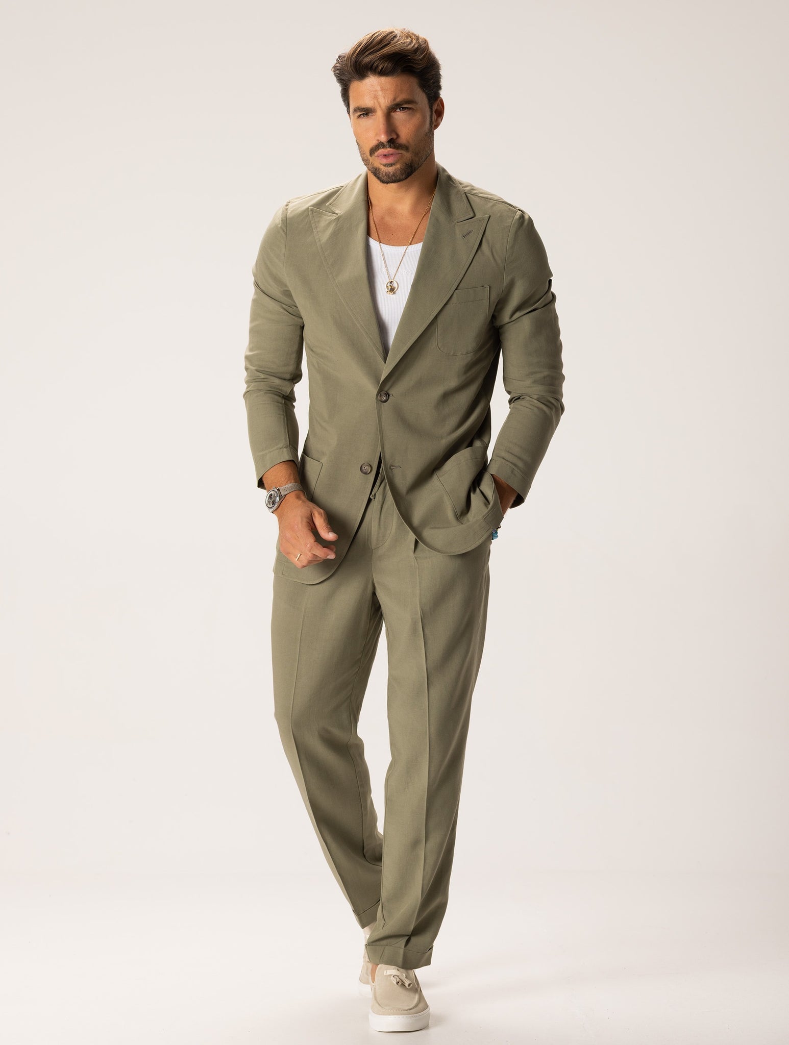 FEDRO LINEN SUIT IN GREEN