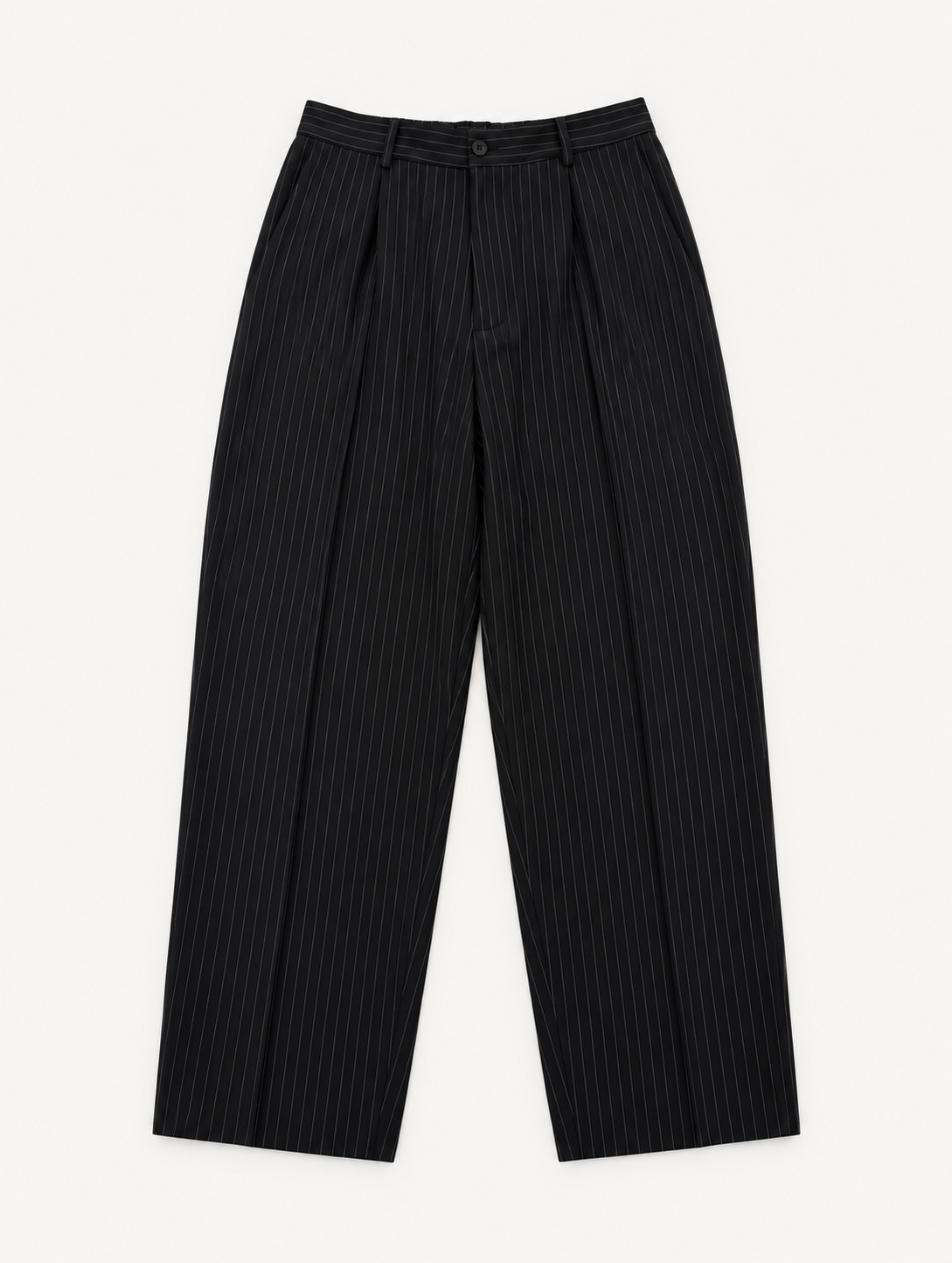 PANTALONES CASUALES DE RAYAS FINAS EN NEGRO