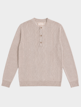 BEIGES HENLEY-PULLOVER
