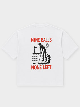 WEISSES T-SHIRT MIT 9 BALLS-PRINT