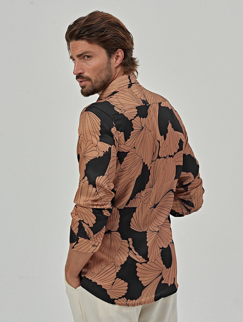 LUPIN FLORAL PRINTED SHIRT IN BLACK