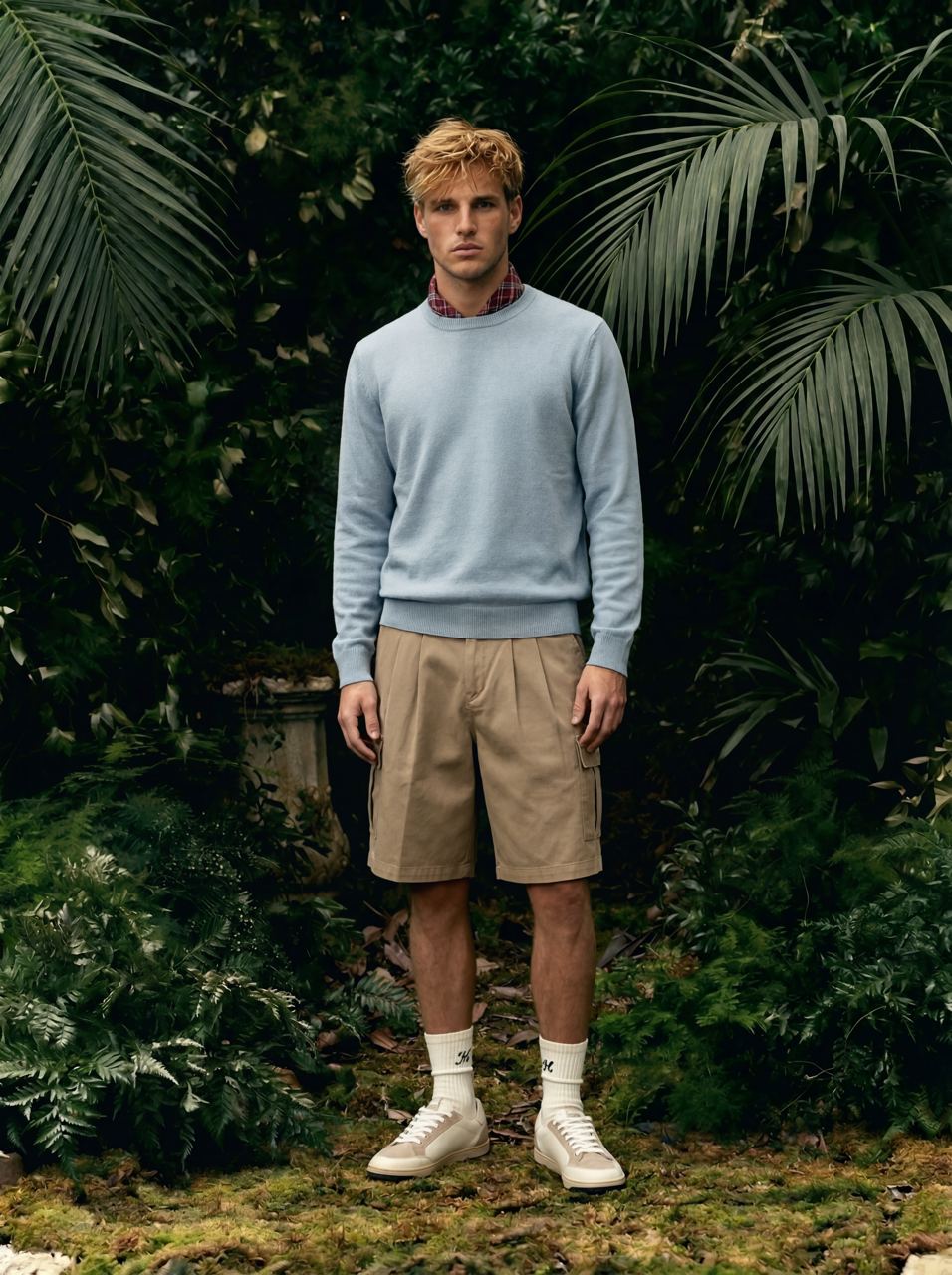 Sky cotton sweater on a white background