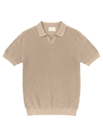 BUTTONLESS KNIT POLO IN SAND