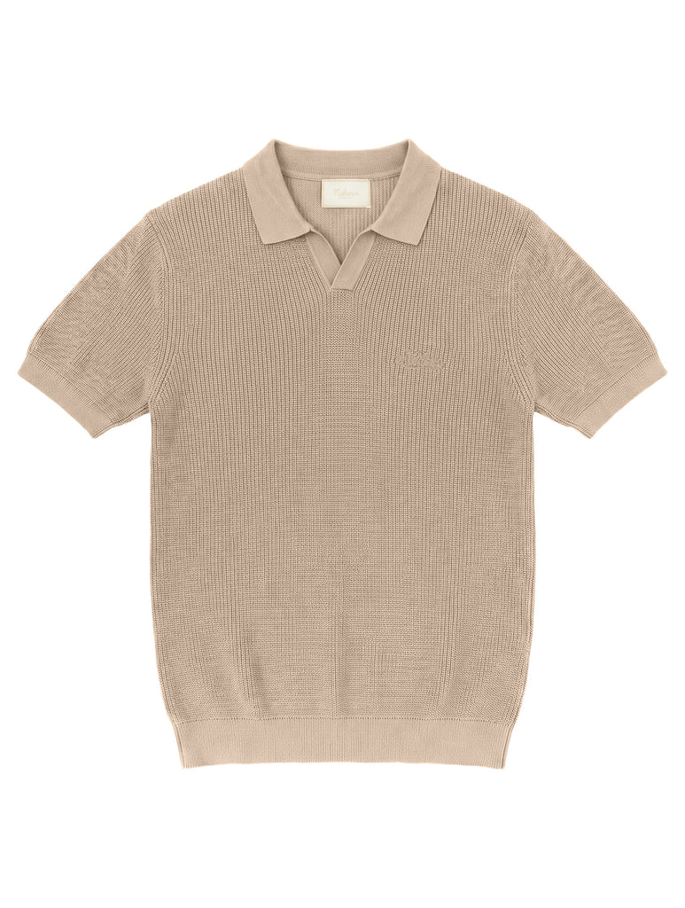 BUTTONLESS KNIT POLO IN SAND