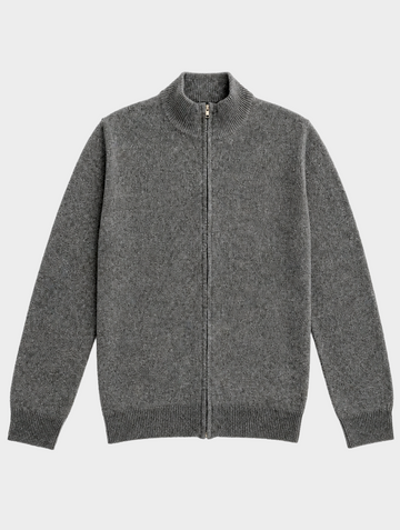 CARDIGAN CON ZIP IN LANA ANTRACITE