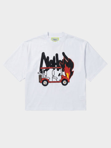 T-SHIRT IN WHITE WITH FIERY KART PRINT