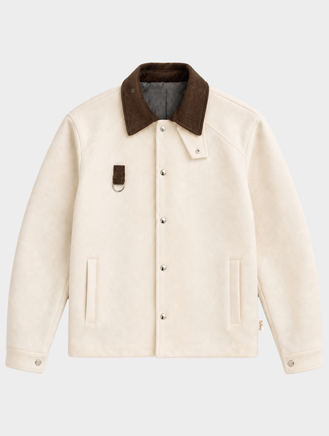 STAND-VELVET COLLAR COAT IN CREAM AND BROWN