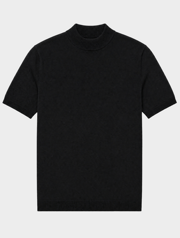 T-SHIRT CON GIROCOLLO ALTO IN MAGLIA NERA