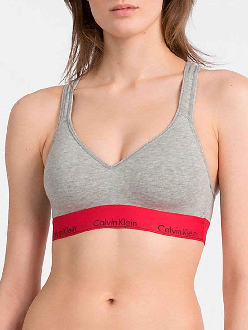 LGHT LINED BRALETTE IN HETARE GREY AND MANIC RED