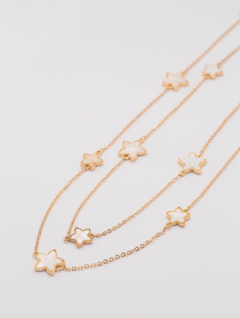 LONG NECKLACE IN ROSE GOLD COLORE WITH STARS UNICA