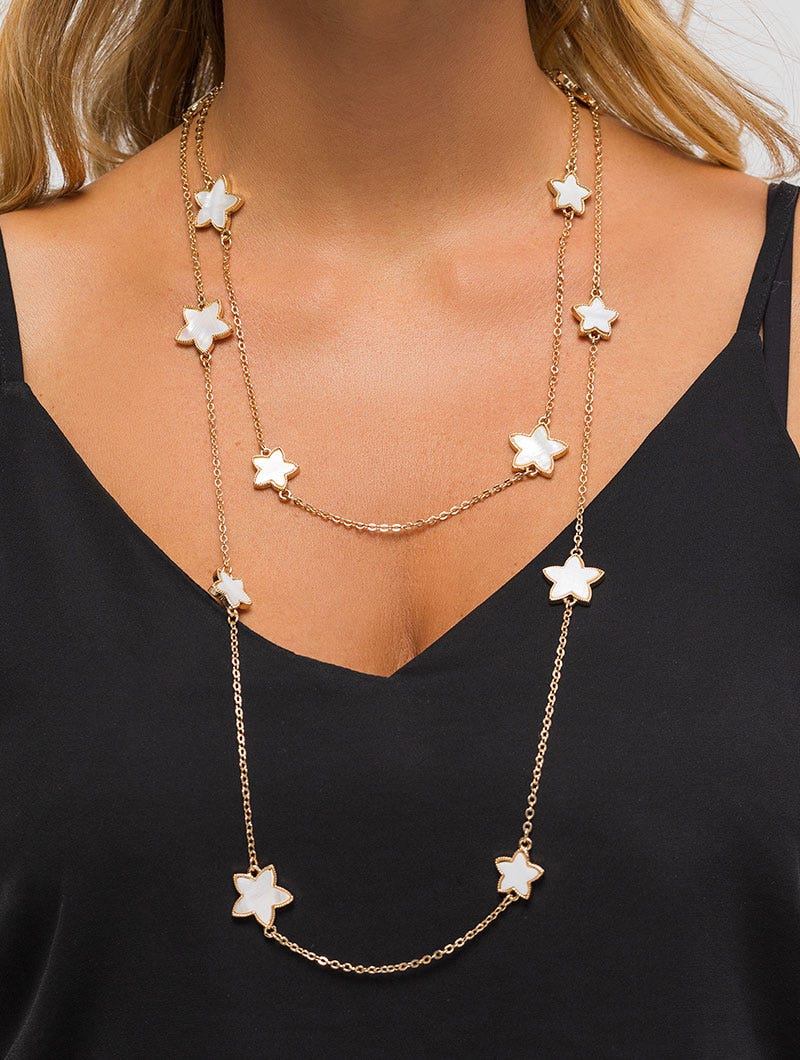 LONG NECKLACE IN ROSE GOLD COLORE WITH STARS UNICA