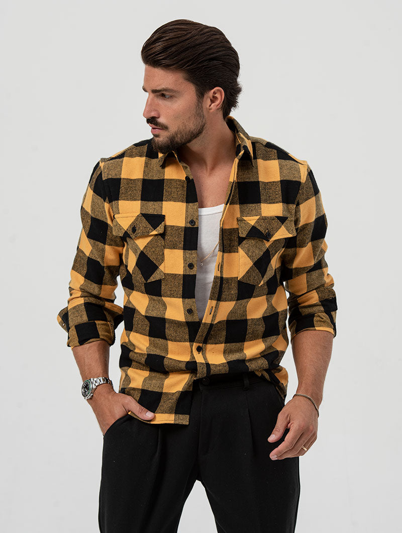 AIDEN CHECKED SHIRT IN YELLOW AND BLACK