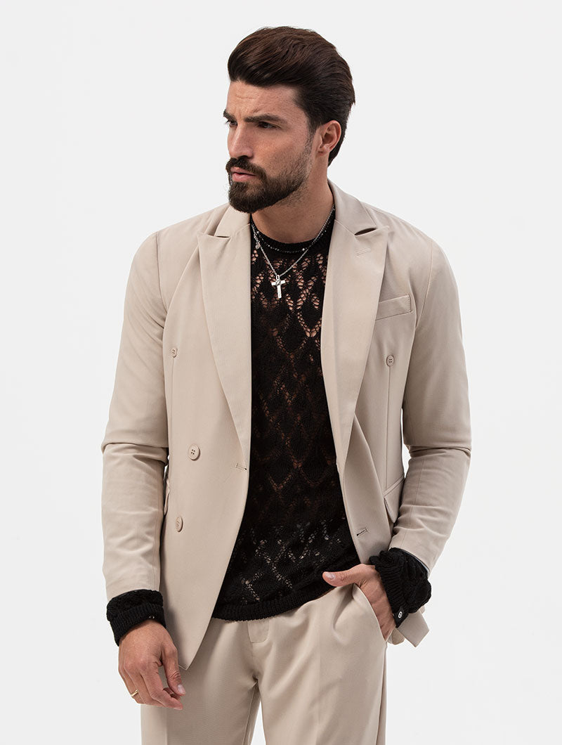 CHARLIE DOUBLE BREASTED BLAZER IN BEIGE