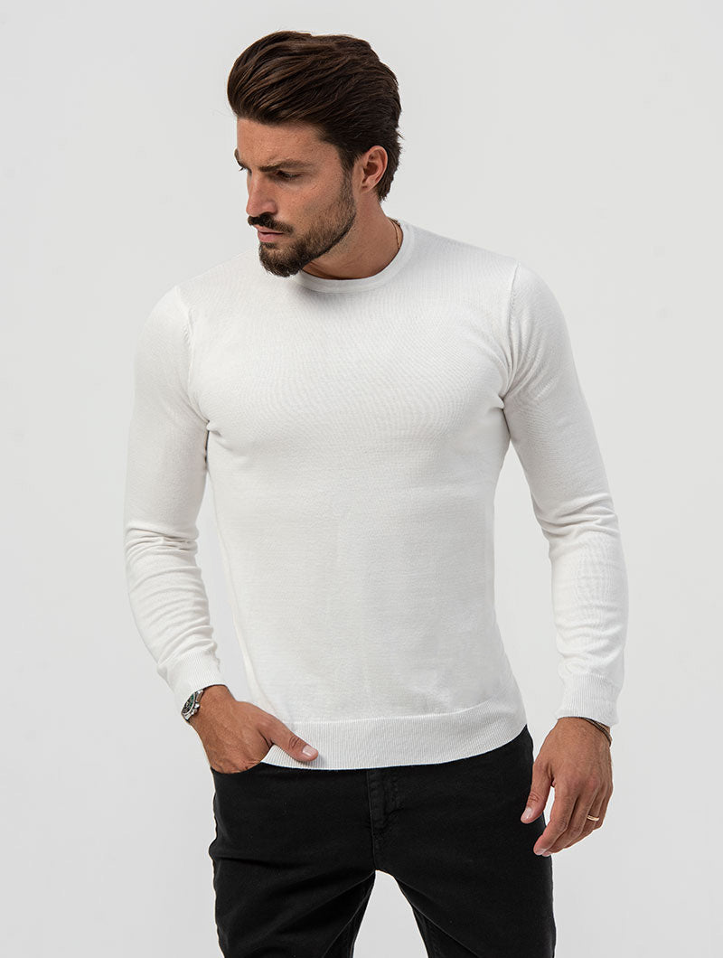 LARRIE CREWNECK SWEATER IN WHITE