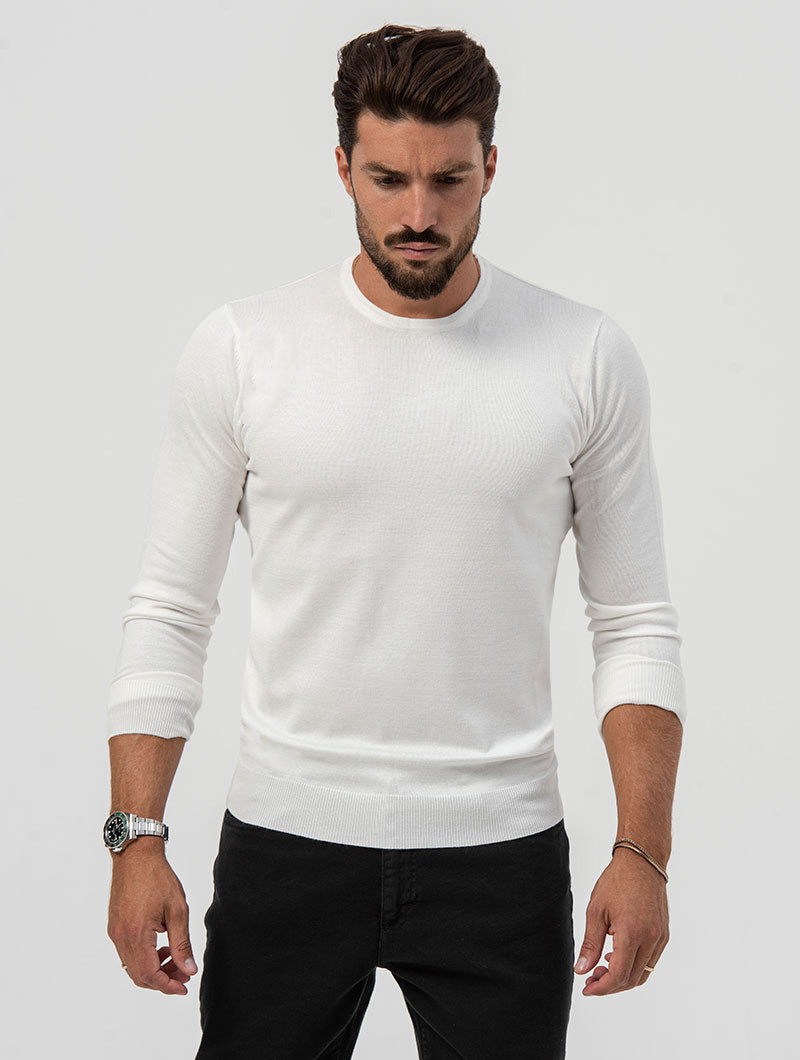 LARRIE CREWNECK SWEATER IN WHITE