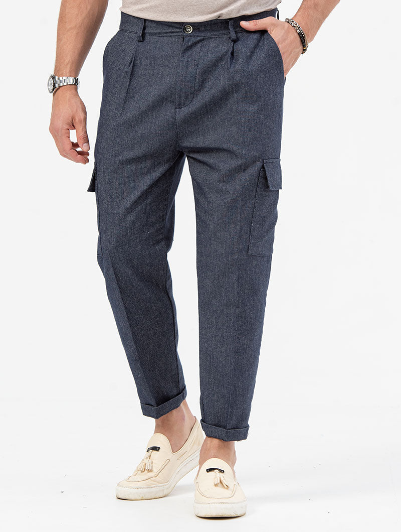 ROWAN CARGO PANTS IN BLUE DENIM